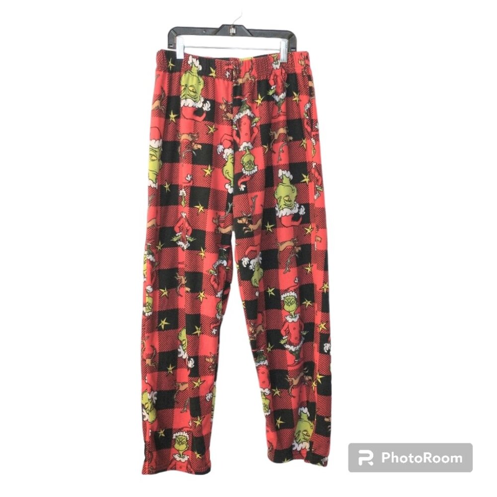 Dr. Seuss The Grinch With Max Buffalo Plaid Pajama Lounge Pants Size Medium